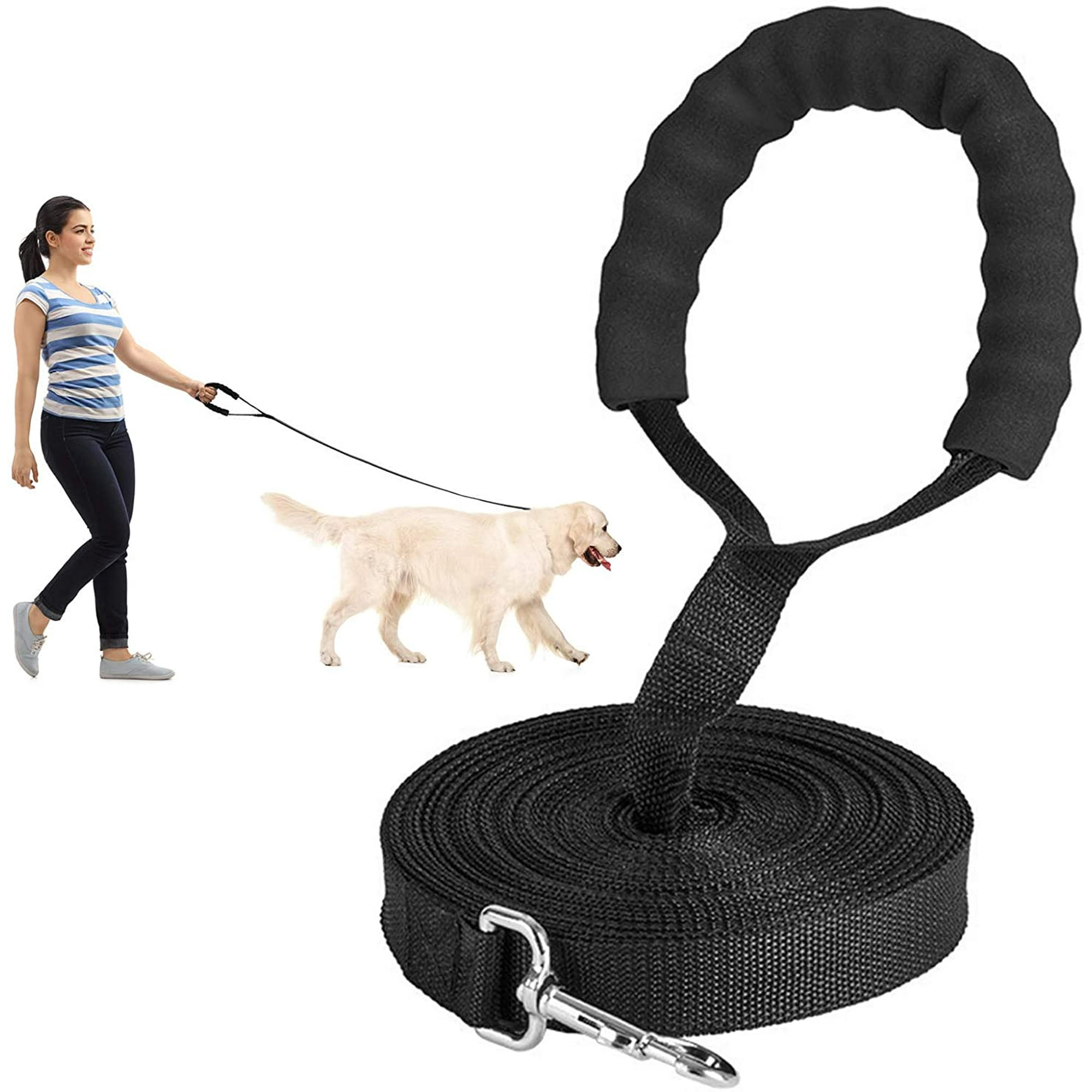 Junsice Dog Training Leash 15m Long Nylon Training Leash For Large Dogs Strong Obedience Reminder Lead With Comfortable Padded Handle 15m jun