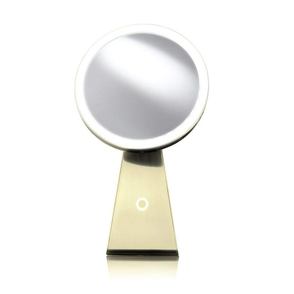 NuBrilliance 8” Magnifying Makeup Mirror Cordless USB Rechargeable -5X Magnification with 360° Dimmable Lighting and Touch Control Cosmetic Makeup Mirror