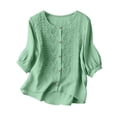 thumbnail image 5 of Wutalume Women's 3/4 Sleeve Button Down Top - Casual Cotton Blouse with Front Button Closure, 3/4 Sleeve Blouses for Women, Womens Summer Tops Lightweight,Army Green 3XL, 5 of 8