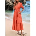 thumbnail image 4 of Vestido midi PRETTYGARDEN para mujer, verano 2025, cuello en V con bolsillos, 4 of 9