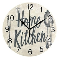 Ryvnso Home Kitchen on Beige Wall Clock Non Ticking Silent Kitchen Clock Battery Operated Clocks 10 inch