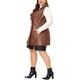 thumbnail image 4 of Agnes Orinda Women's Plus Size Notched Lapel Sleeveless Casual PU Jacket Vest, 4 of 7
