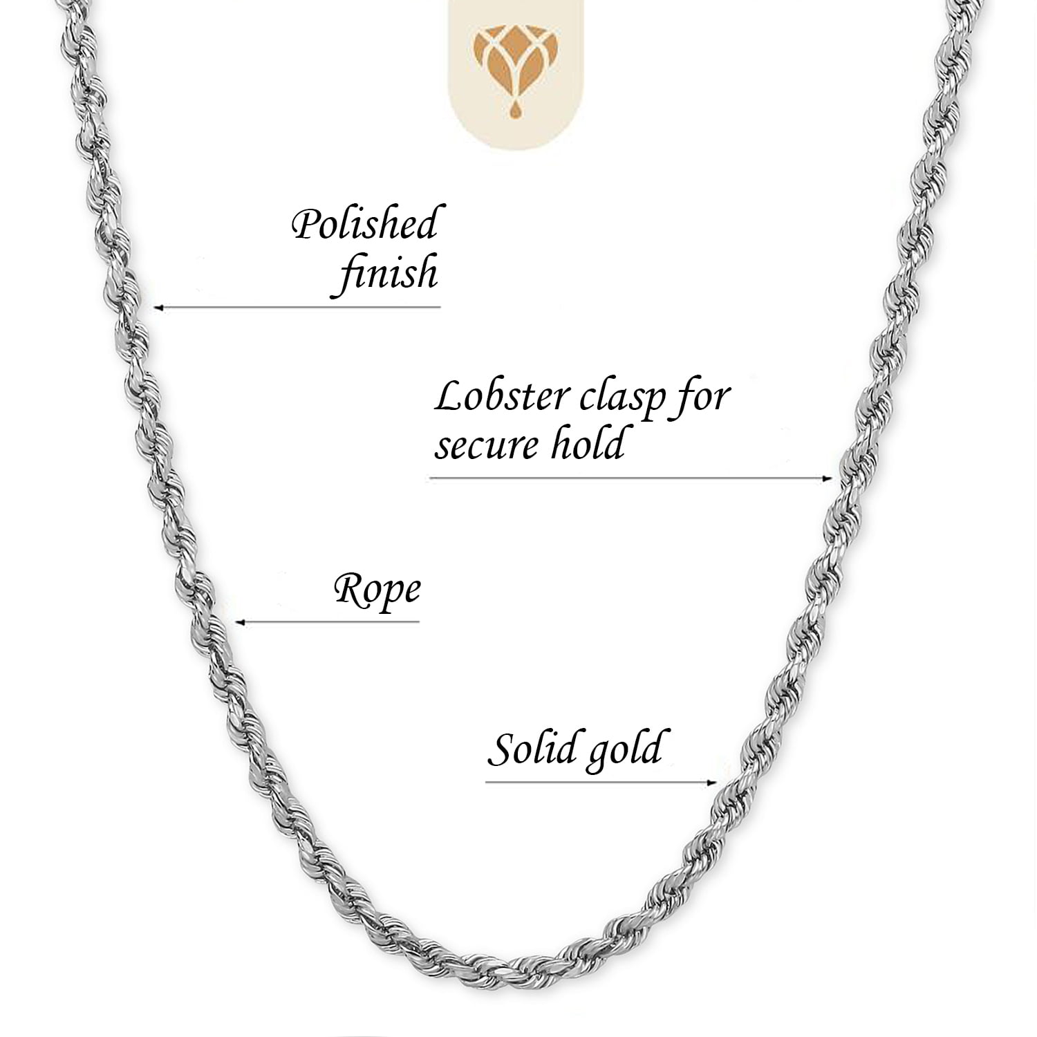 Solid 10k White Gold 2.00mm Diamond Cut Quadruple Rope Chain Bra 並行輸入品