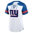 thumbnail image 2 of Women's Fanatics White/Royal New York Giants Foiled Primary Lace-Up T-Shirt, 2 of 3