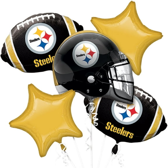 Anagram Bouquet Steelers Foil Balloons, Multicolor