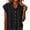 Black, variant on Summer Blouses for Women Smart Casual Camp Collar Cap Sleeve Textured Solid Metal Button Front Soft Breathable Fabric