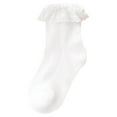 thumbnail image 1 of WUANDIXFA Ruffle Socks for Girls Children's Socks Stockings Children's Princess Wind Bow Half High Tube Pile Pile Socks Girls Lace High Ankle Socks White,3-5 Years, 1 of 4