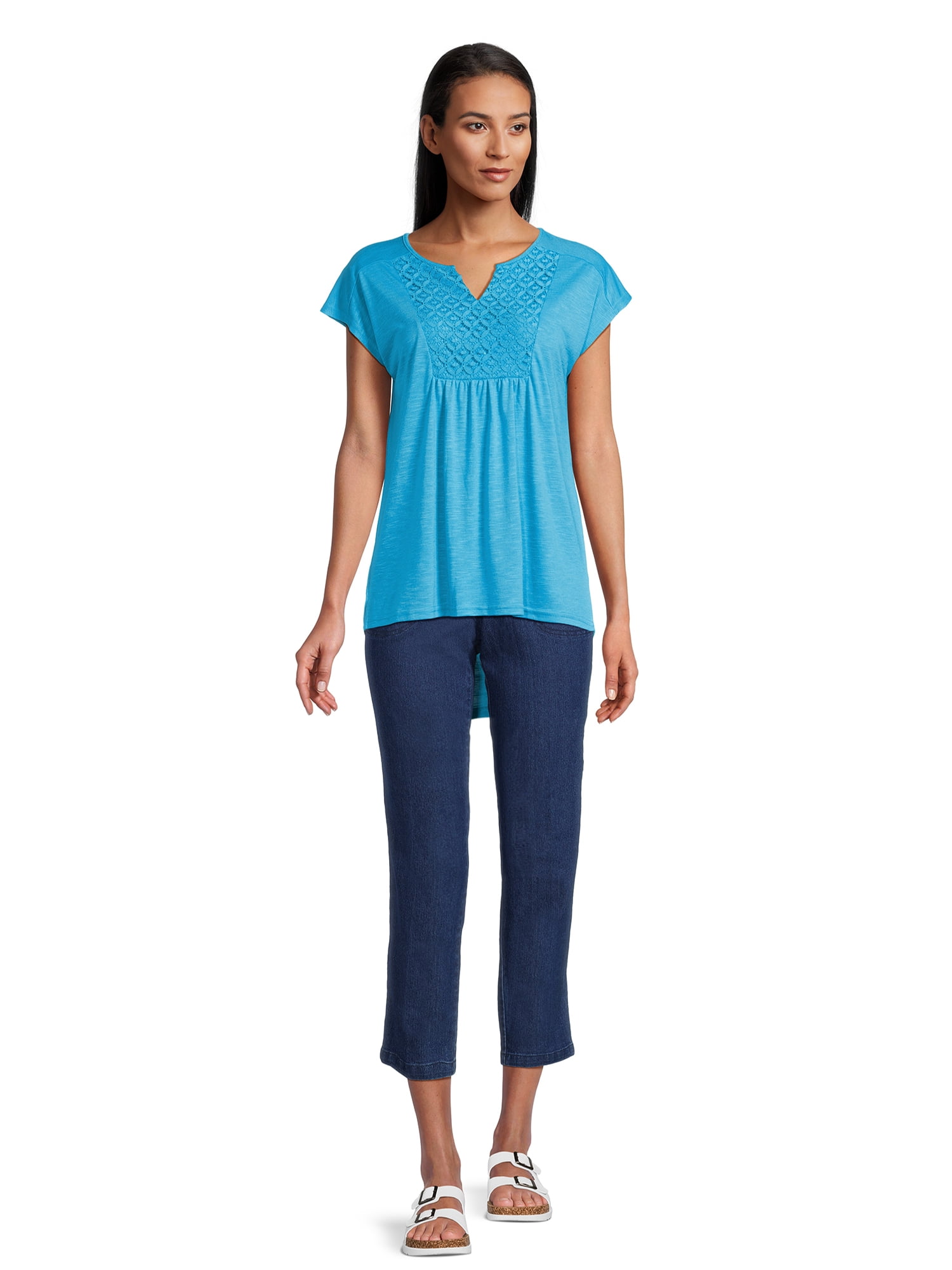 Real Size Women's Crochet Bib Tunic Top, Women's and Women's Plus XS-4X