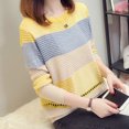 thumbnail image 5 of Jersey de punto a rayas con retazos de Rimocy para mujer, suéter informal de cuello redondo para otoño e invierno, jersey básico de manga larga que combina con todo para mujer, 5 of 5
