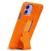 Case for iPhone 11, Nakedcellphone [Bright Orange] Slim Ribbed Hard Shell Cover [with Kickstand] for Apple iPhone 11 (2019, 6.1 Model)