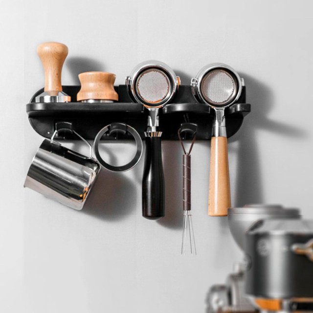 Coffee Tools Wall Shelf, Portafilter Holder, Coffee Station Organizer, Coffee Tool Organizer, Space Saving Floating Wall Shelves Coffee Station Organizer for Bar Home