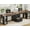 Black & Brown Top, variant on 96.5 Inch 2 Person Desk with Storage, Farmhouse Double Desk with Drawers and Open Shelves, Home Office Desk with Printer Stand and File Drawer, Grey