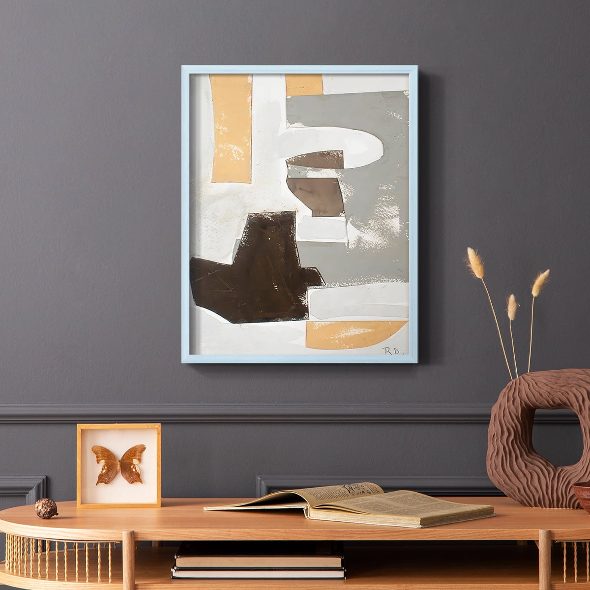 Andalusian Forms III Framed Print in Blue Solid Wood Framed Print No Nail Hanging