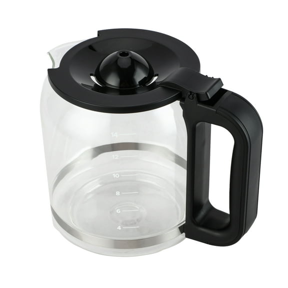 14 Cup Glass Coffee Pot Replacement for Mr. Coffee Coffee Machine BVMC-PC14BL2, Black handle