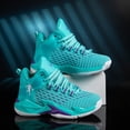 thumbnail image 2 of Boys' basketball shoes sports running shoes children's non-slip sports shoes Black Purple, 2 of 5