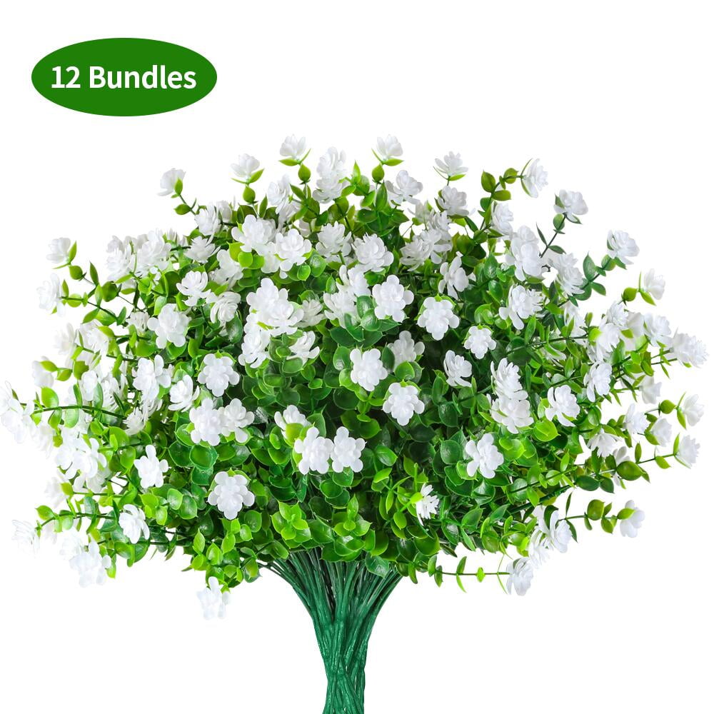 FGY 12 Bundles Artificial Flowers for Outdoor UV Resistant Artificial