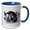 Blue/White, variant on 3drose, Usa, Wy, Yellowstone Np. Bison Bull Covered in Windblown Snow., 11oz Two-tone Yellow Mug
