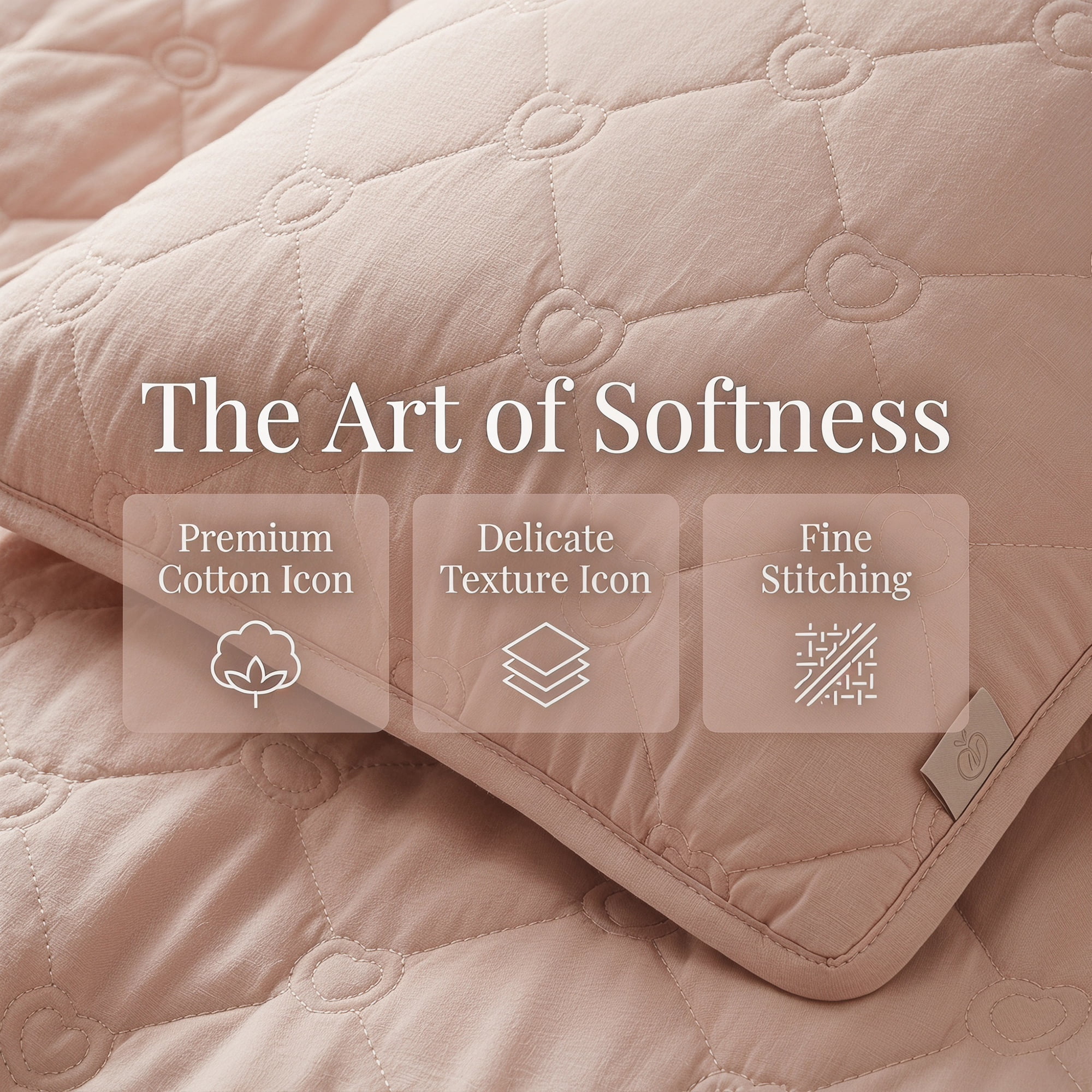 Unique Bargains 2-pcs Heart-shaped Polyester Comfortable Quilted Pillow Protector Khaki