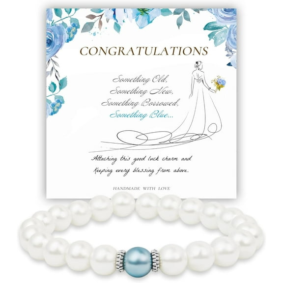 Bride Bracelet Something Blue Gifts for Bride Pearl Bracelets for Women as Bridal Shower Gifts Bachelorette Party Favors Anniversary Gifts for Wife Bride to be Decorations Wedding Gifts for Daughter