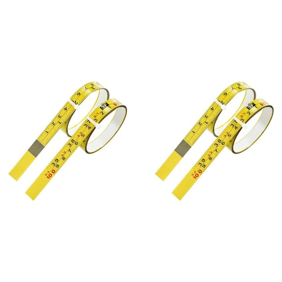 4 Packs Steel Self-Adhesive Measuring Tape, Right to Left Reading 100cm or 39-Inch Imperial and Metric Ruler Tape,4x Ruler Tape,Yellow