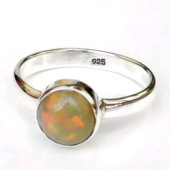 Ethiopian Opal Ring, 925 Silver Ring, Statement Ring, October Birthstone Ring, Boho Jewelry, Dainty Ring Women Ring, Thin Ring, Gift For Her