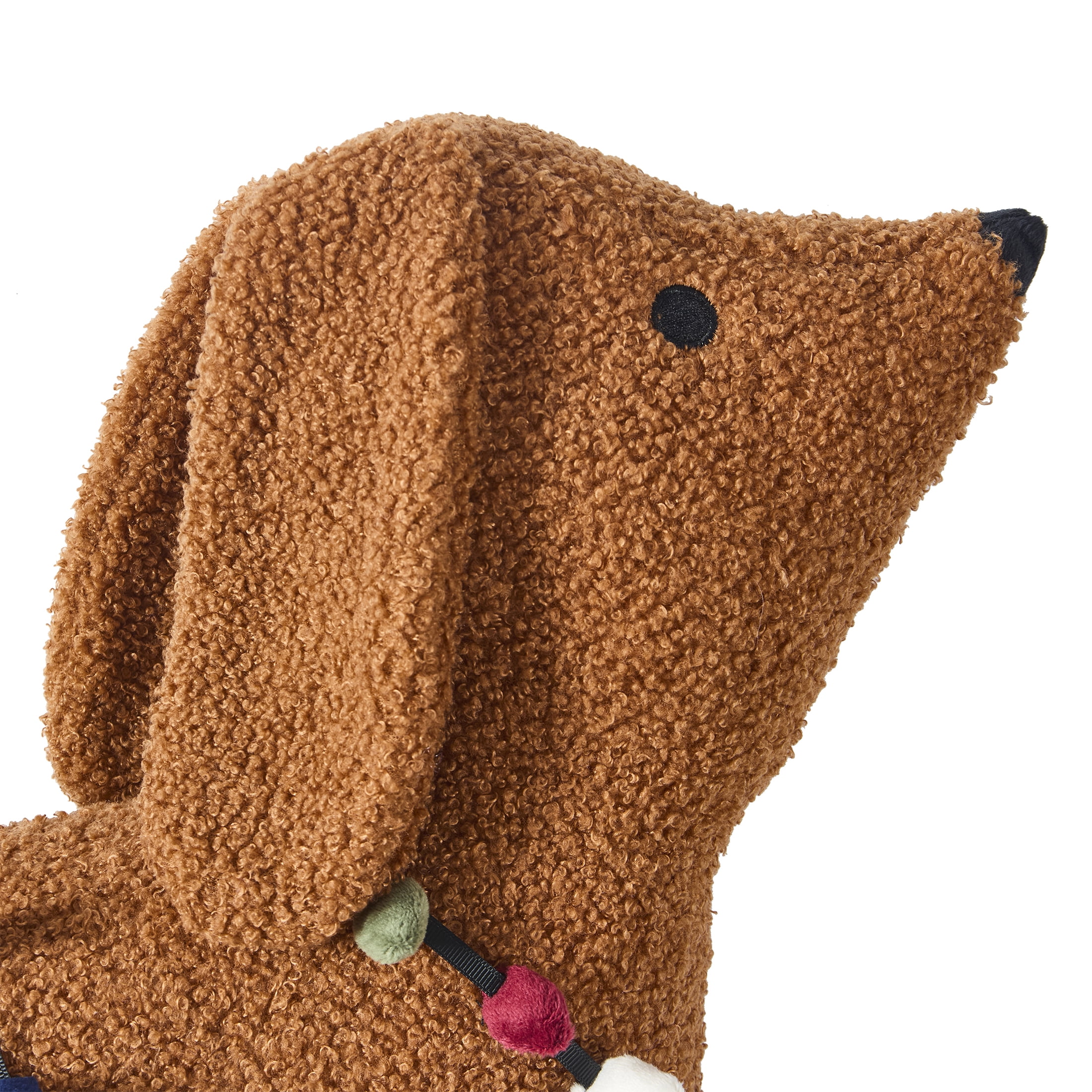 My Texas House 16" x 10" Brown Dachshund Christmas Lights Toy Pillow