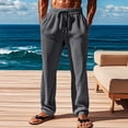 thumbnail image 4 of Pantalones largos para hombre, de color liso, con cordón, informales, de moda, largos, para hombre, 4 of 9