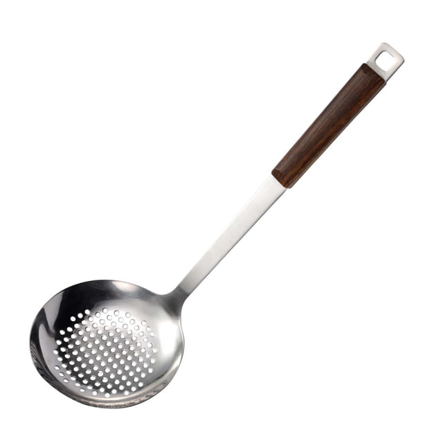 Stainless Steel Pot Spade Stainless Steel Ancient Wood Grip Handle Household Congee Spoon, Colander, Frying Pan, Soup Spoon, Cooking Utensils Wood Cooking Utensils