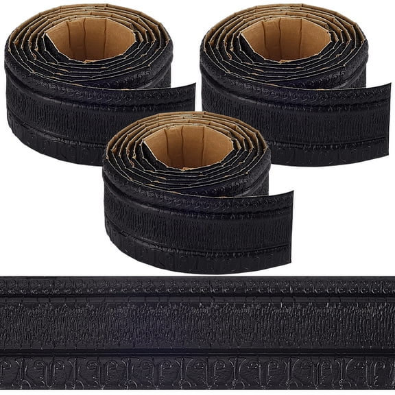 3pcs 7.55FT x 3.15Inch Black Molding Peel and Stick Flexible Foam Trim Self Adhesive Wallpaper Border 3D Sticky Decorative Wall Edging Foam Baseboard Mirror Border Wall Lines Decor DIY