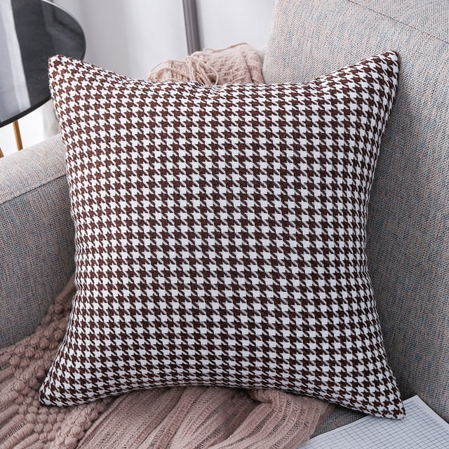 Xiao Hua 4 fundas de almohada de lino a cuadros con estampado verde, fundas de almohada coloridas que iluminarán la decoración de tu dormitorio. 23,62 x 27,56 pulgadas (castaño oscuro).