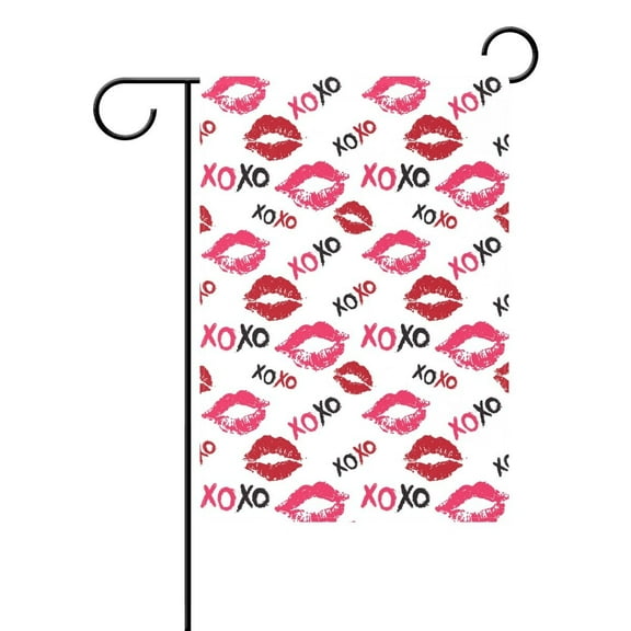 POPCreation XOXO Lips Garden Flag Red Outdoor Flag Home Party 28x40 inches