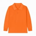 thumbnail image 4 of NIEWTR Boys Baggy Fit Long Sleeve Polo Shirt Lightweight Oversized for Jogging Streetwear and Comfortable Casual Style（A01-Orange,8-9 Years), 4 of 5