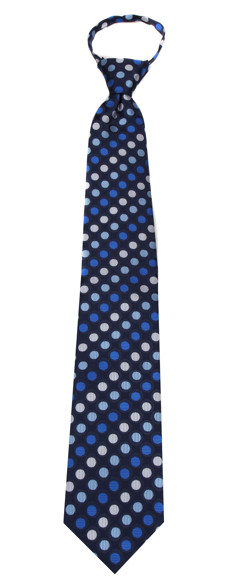 Mens Navy Dot Designer Zipper Zip Up Necktie Ties