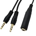 thumbnail image 2 of FOR 10pcs 6.35mm Female Stereo to 3.5mm 3 Pole Male + 3.5mm 4 Pole Male Audio Splitter Cord Cable, 2 of 2