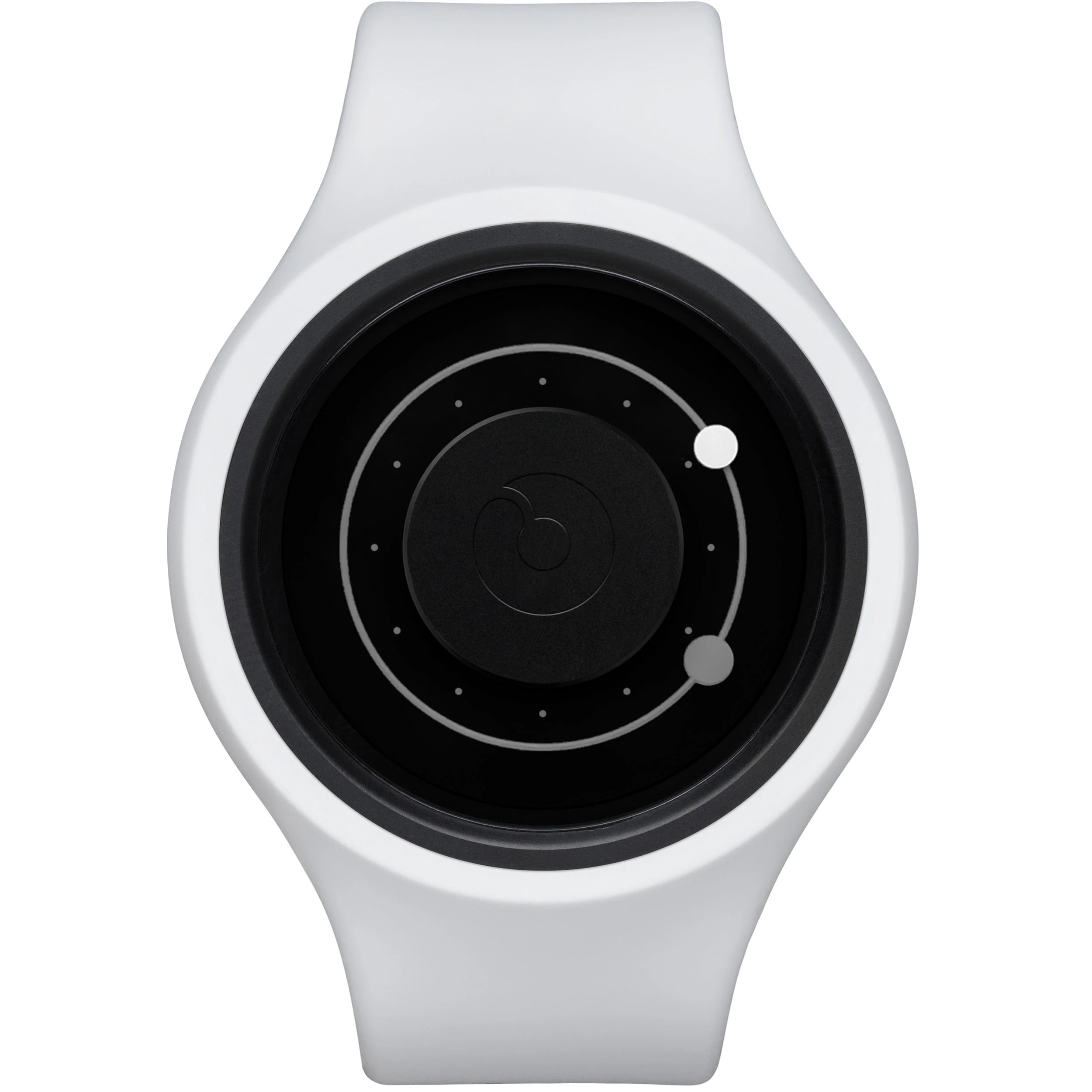 Unisex Orbit Snow Plastic Watch - White Rubber Strap - Black Dial