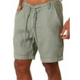 thumbnail image 1 of Dellytop Men's Linen Solid Color Shorts Casual Straight Pants Green M, 1 of 5