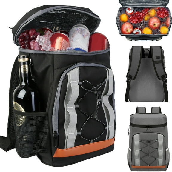 36 Cans Leakproof Insulated Backpack Cooler 25L/6.6Gal Portable Cooler Bag for Camping Beach Hiking BBQ Lunch Gift for Men Women Black