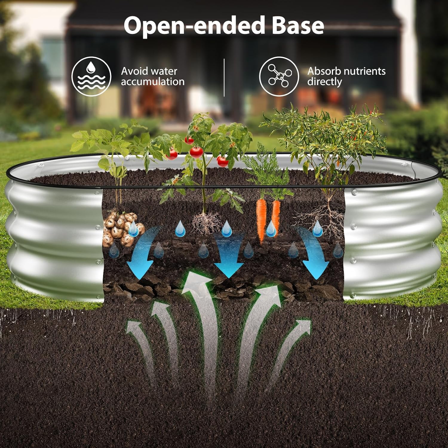 Raised Garden Bed Kit, 4x2x1 ft Galvanized Planter Box Outdoor with Safety Edging, Large Metal Raised Beds for Gardening Vegetables Flower Herb (Classic Silver)