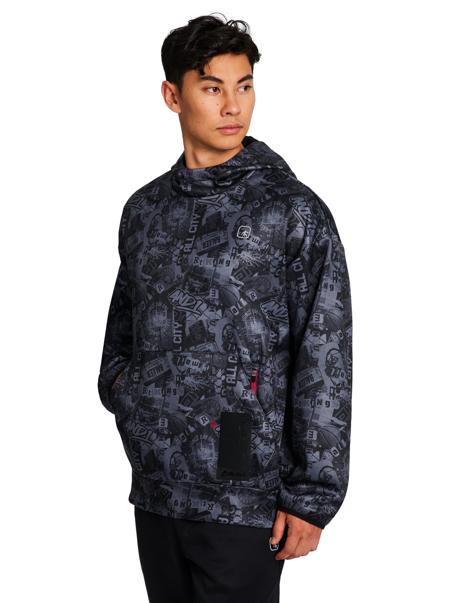 AND1 Men's and Big Men's Ultimate Print Pullover Hoodie, up to Size 3XL