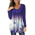 thumbnail image 2 of Blusa de manga larga con botones y cuello redondo para mujer Pompotops gfhjh1818, 2 of 5
