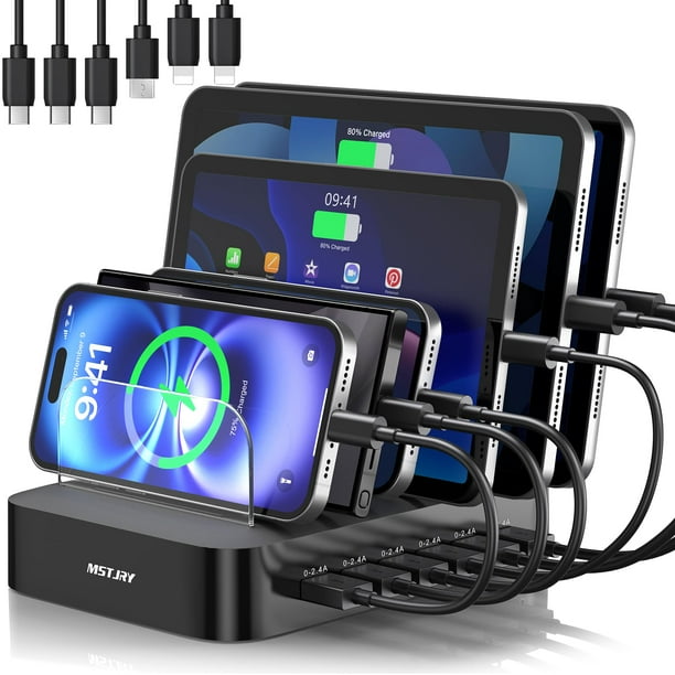 Estación de carga MSTJRY Cargador USB de 6 puertos para múltiples dispositivos