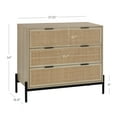 thumbnail image 4 of Nathan James Andrew 3-Drawer Rattan Dresser or Boheminan Living Room Storage Cabinet with Natural Rattan Accent and Metal Legs, Light Oak/Black, 4 of 7