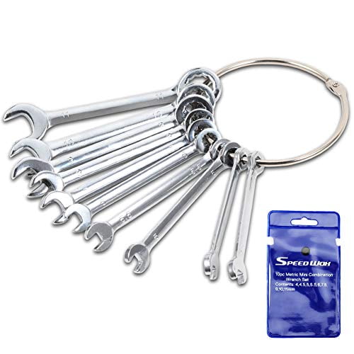 SPEEDWOX Small Metric Wrenches Set 10 Pcs 4mm-11mm Mini Combination Open and Box End Wrench Set Ignition Wrench Mini Spanner Set with Portable Storage Pouch -