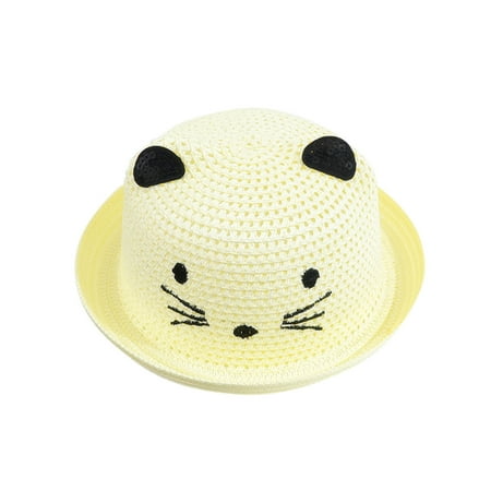 

Relanfenk Baby Hats Summer Children Boys Girls Cartoon Cat Straw Beach Sun Caps Hat