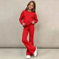 thumbnail image 4 of BXJX Girls Outfit Sets 2 Piece, Causal Long Sleeve Crew Neck Sweatshirt and Flare Pants Sets Red Size 7-8 T, 4 of 6