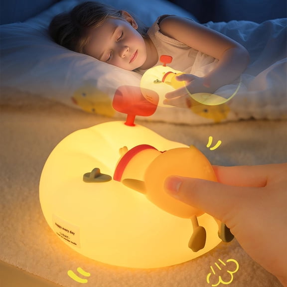 Night Light for Kids, LED Squishy Night Lamp, Rechargeable Bedside Touch Silicone Lamp with 3 Levels Dimmable, Cute Duck Lamp for Kids Sleep,Bedroom,Kids Room,Dorm Decor