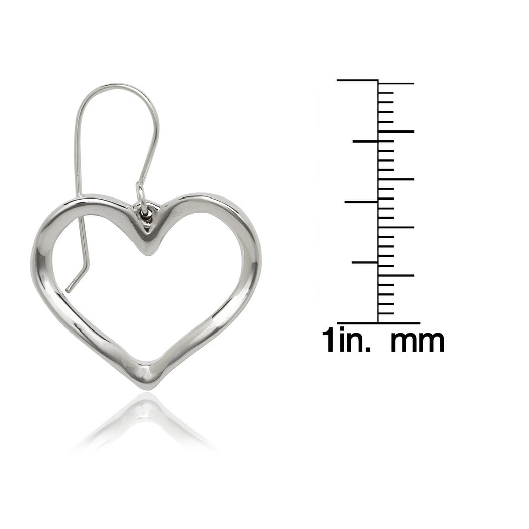 925 Sterling Silver Large Open Love Heart Drop Hook Earrings Stud Earring for Women