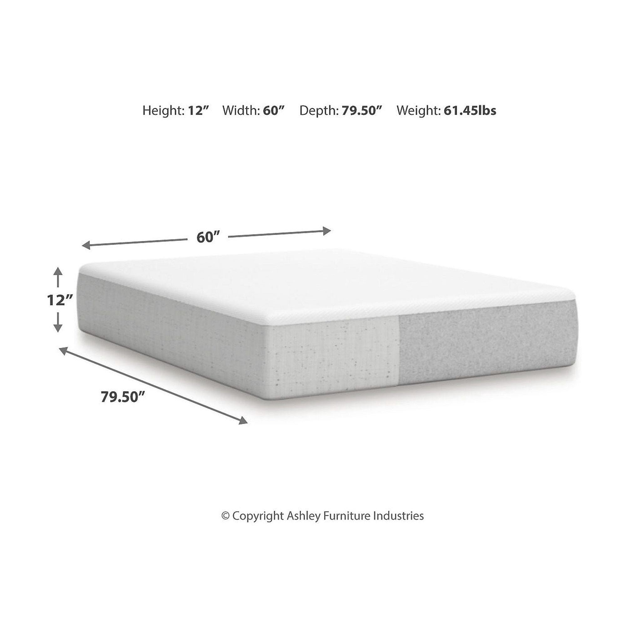 Signature Design by Ashley Chime 12" Inch Memory Foam Mattress in a Box Ultra Plush, Queen