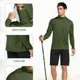 thumbnail image 6 of Ecqkame Men's Sun Protection Hoodie Tops Long Sleeve Fishing Shirt with Hood Mask Lightweight Athletic Running Outdoor Tops 01-Army Green S, 6 of 7