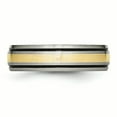 thumbnail image 3 of Titanium Grooved 14k Yellow Inlay 6mm Brushed and Antiqued Band Size 13, 3 of 6
